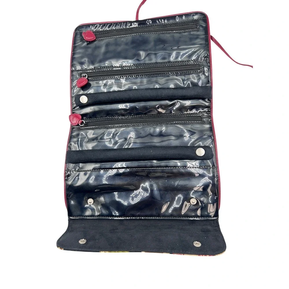 Brighton Jewelry Roll Women OS Multicolor Excellent‎ Floral Canvas Heart Travel